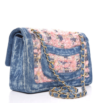 Chanel Denim Tweed Quilted Medium Double Flap Blue 4 of 8
