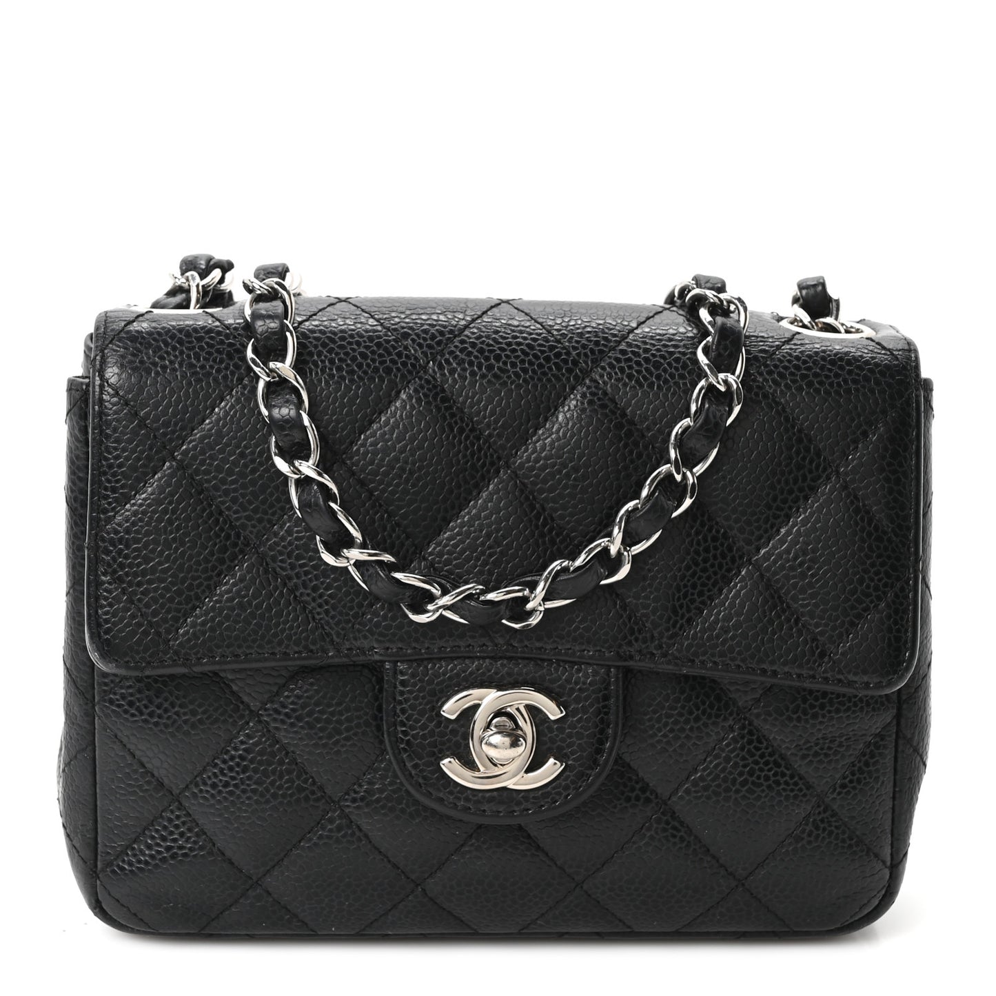 Caviar Quilted Mini Square Flap Black