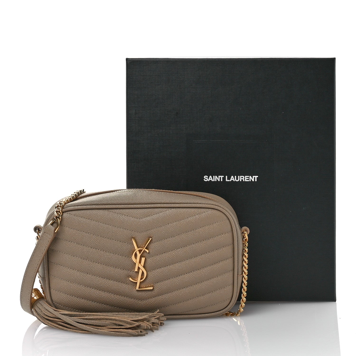 Saint Laurent Grain De Poudre Matelasse Monogram Mini Lou Camera Bag Taupe 11 of 11