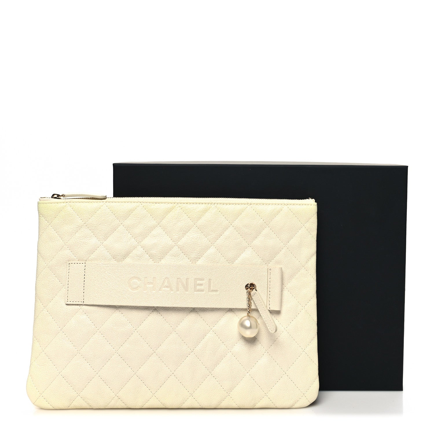 Chanel Iridescent Caviar Medium Night by the C Pouch Clutch White 11 of 11
