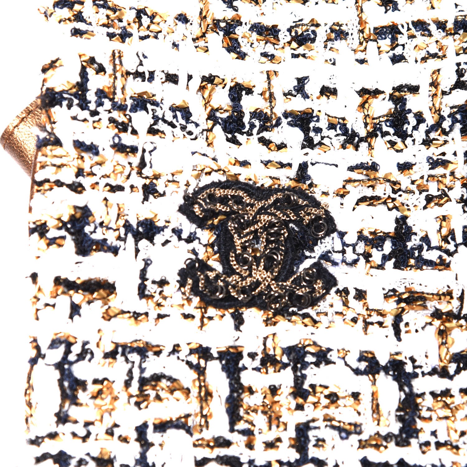 Chanel Lambskin Fantasy Tweed Fingerless Gloves 34 White Gold 2 of 5