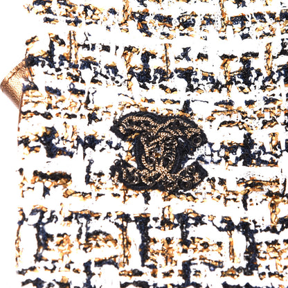 Chanel Lambskin Fantasy Tweed Fingerless Gloves 34 White Gold 2 of 5
