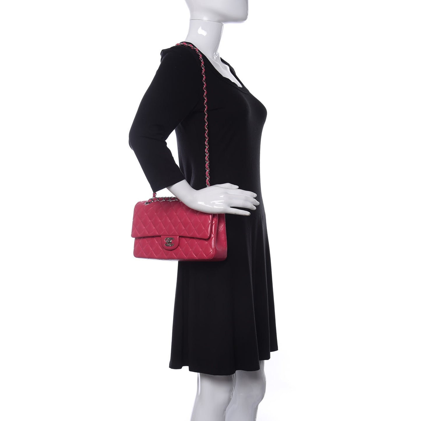 Lambskin Quilted Medium Double Flap Fuchsia