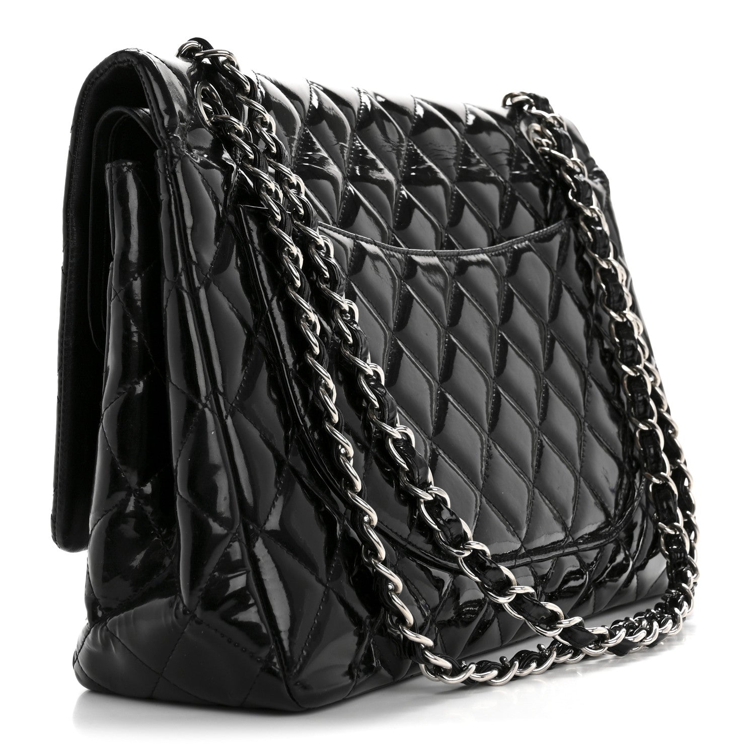 Chanel Patent Quilted Maxi Double Flap Black 3 of 17