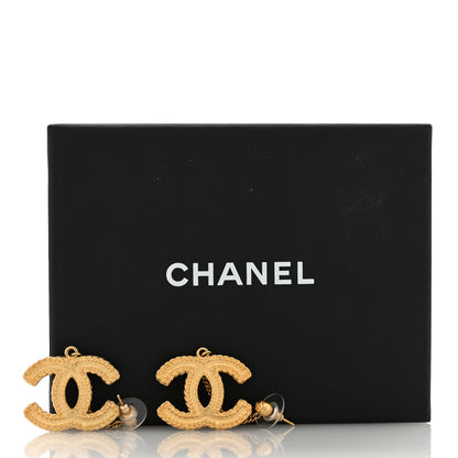 Chanel CC Drop Earrings Matte Gold 5 of 5