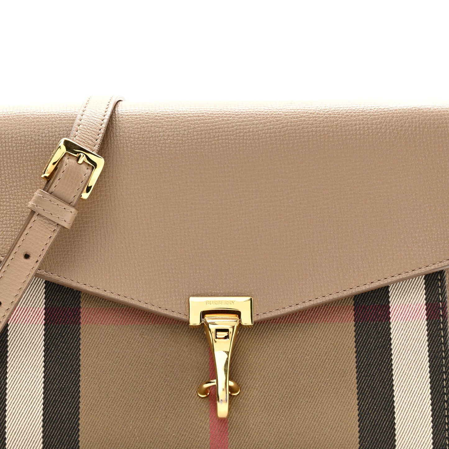 Derby Calfskin House Check Baby Macken Crossbody Bag Camel