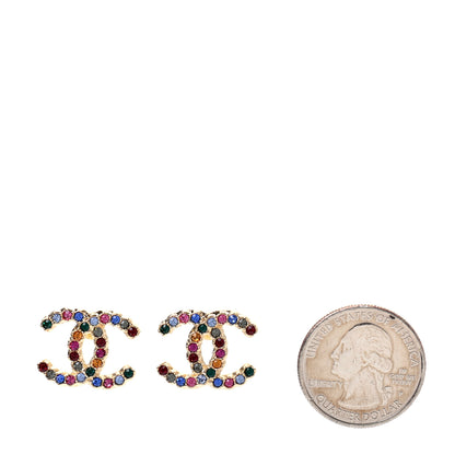 Chanel Crystal Over The Rainbow CC Earrings Gold Multicolor 2 of 5