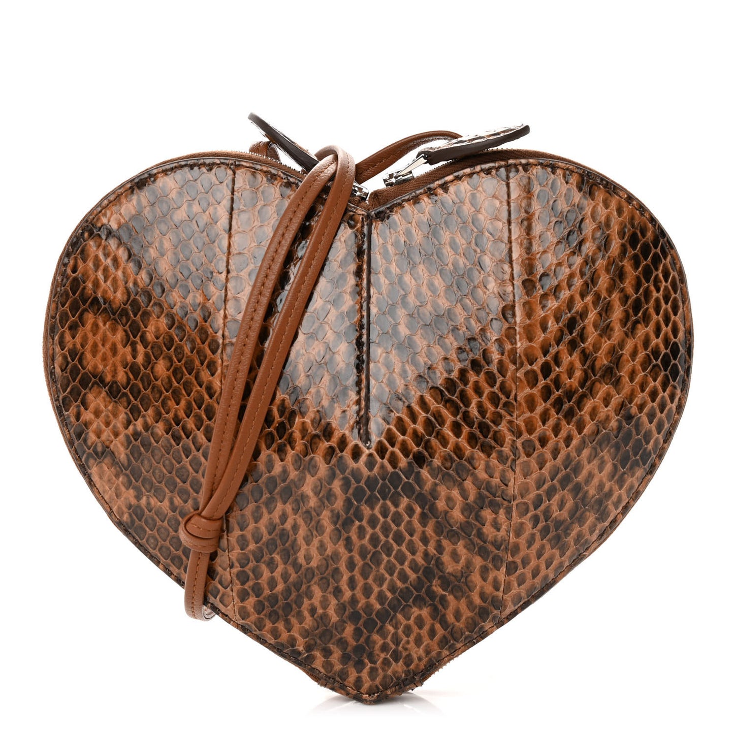 Calfskin Snakeskin Embossed Le Coeur Bag Caramel