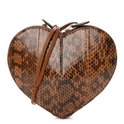 Alaia Calfskin Snakeskin Embossed Le Coeur Bag Caramel 1 of 9