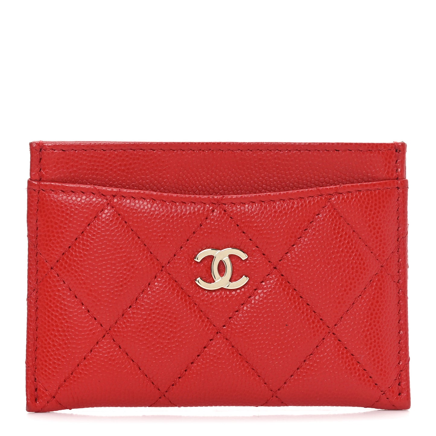 Caviar Quilted Card Holder Red