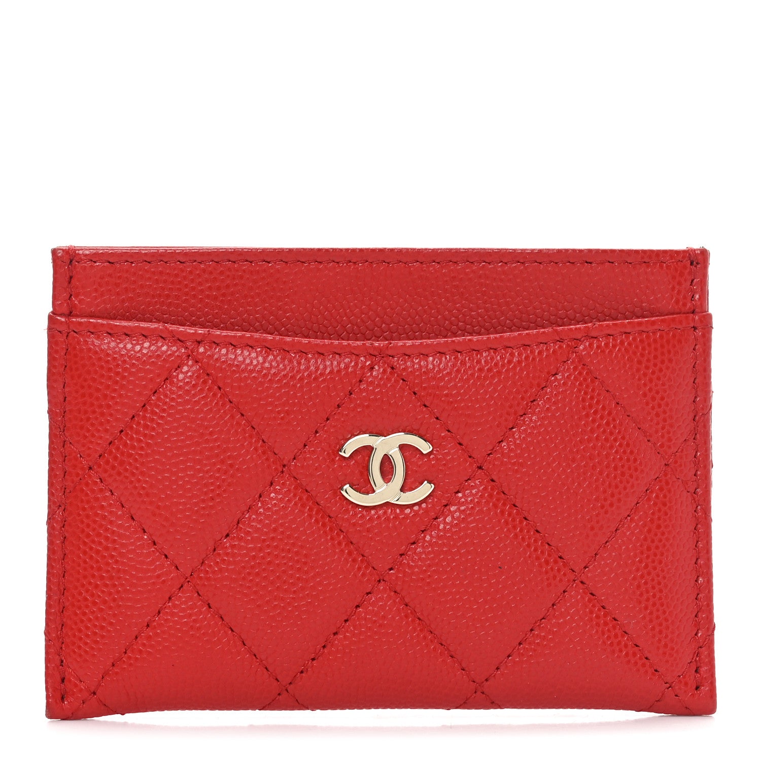 Chanel Caviar Quilted Card Holder Red 1 of 9