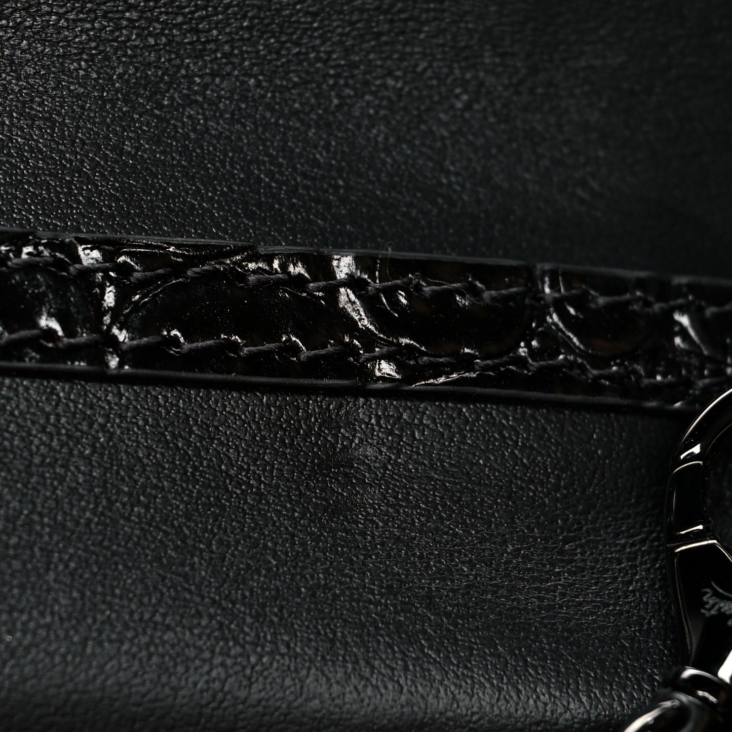 Calfskin Alligator Embossed Elisa Baguette Black