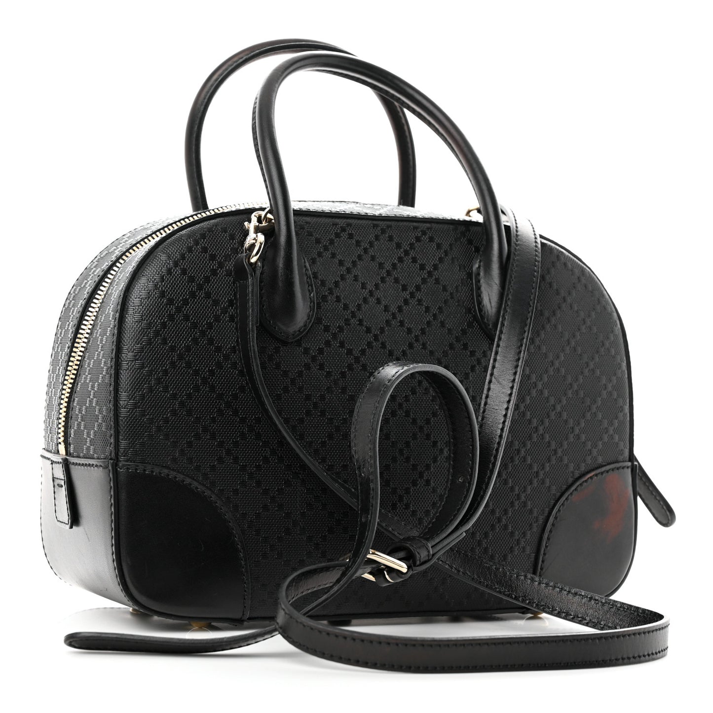 Calfskin Diamante Small Top Handle Bag Black