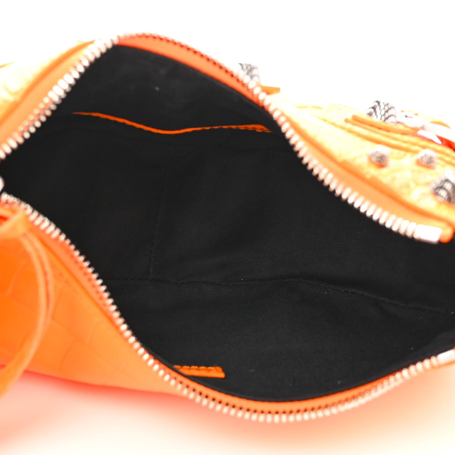 Balenciaga Extra Supple Calfskin Crocodile Embossed Le Cagole Shoulder Bag XS Pop Orange 5 of 10