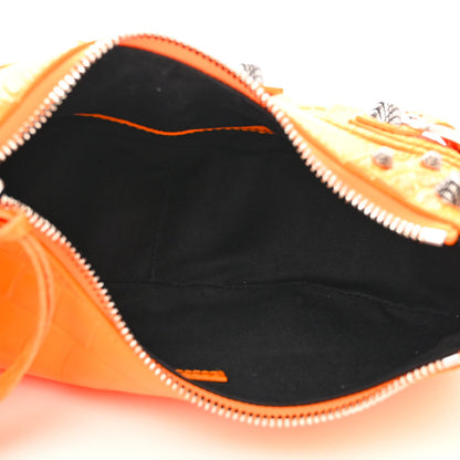 Balenciaga Extra Supple Calfskin Crocodile Embossed Le Cagole Shoulder Bag XS Pop Orange 5 of 10
