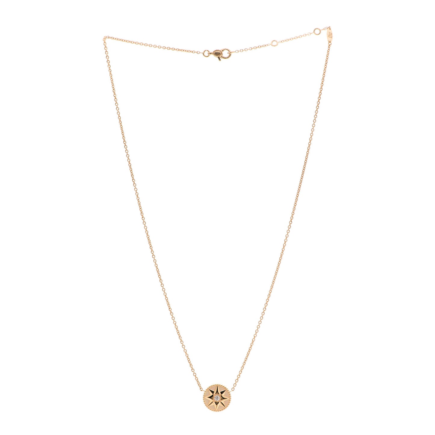 18K Yellow Gold Diamond Mother of Pearl Rose Des Vents Necklace