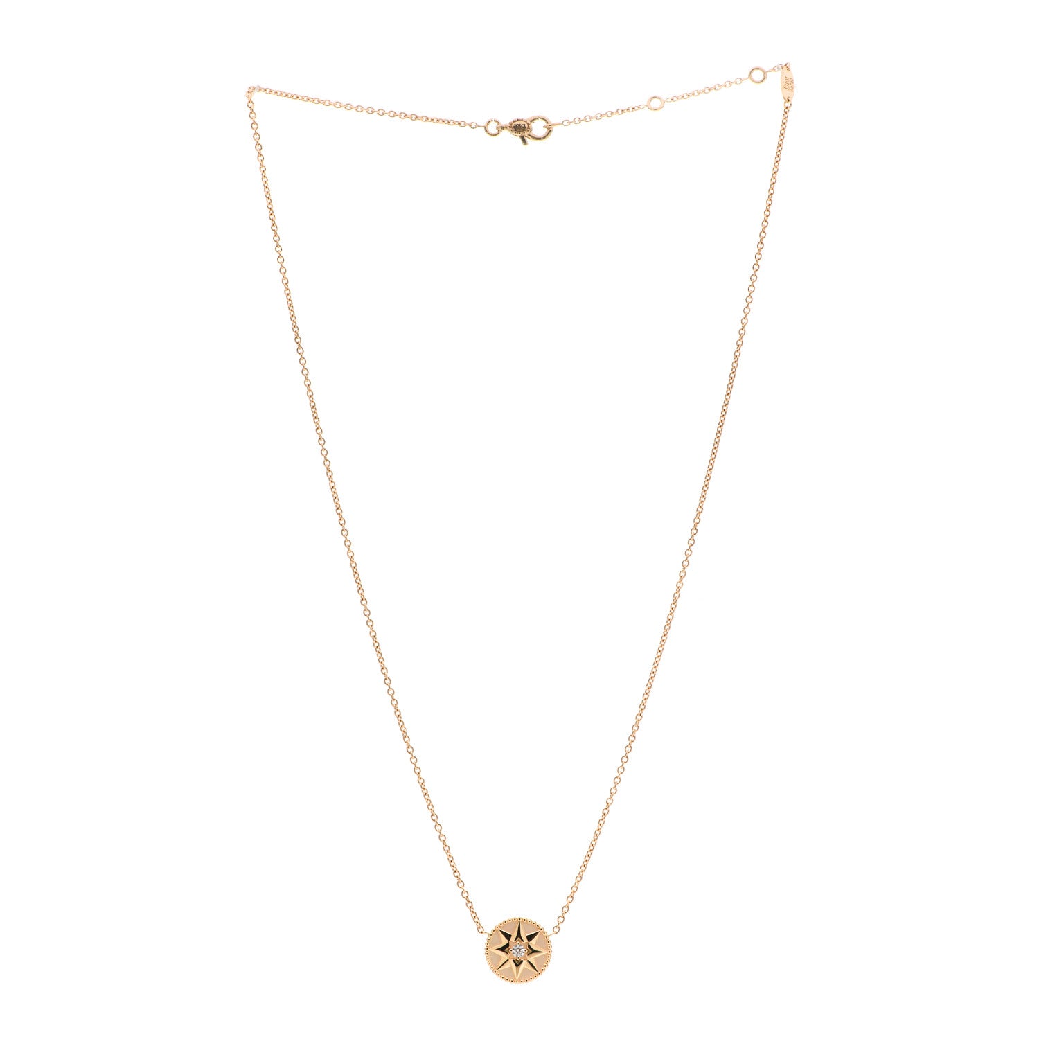 Christian Dior 18K Yellow Gold Diamond Mother of Pearl Rose Des Vents Necklace 3 of 6