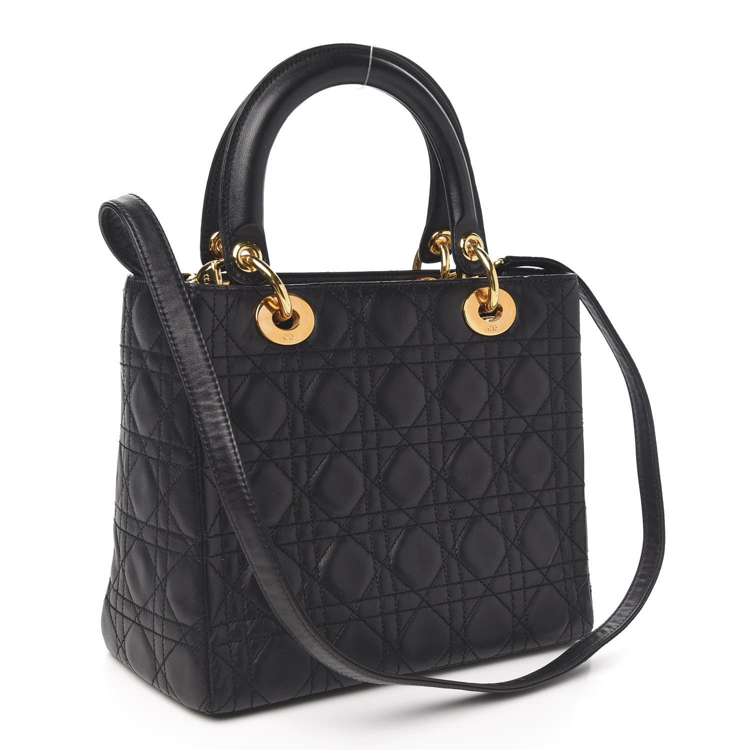 Christian Dior Lambskin Cannage Medium Lady Dior Black 2 of 9