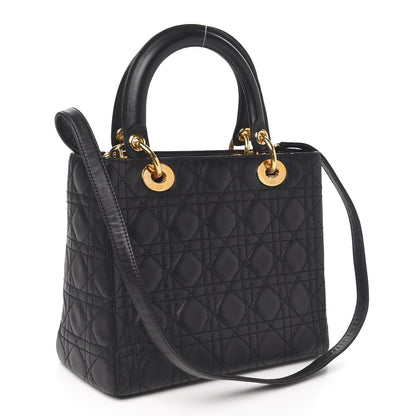 Christian Dior Lambskin Cannage Medium Lady Dior Black 2 of 9