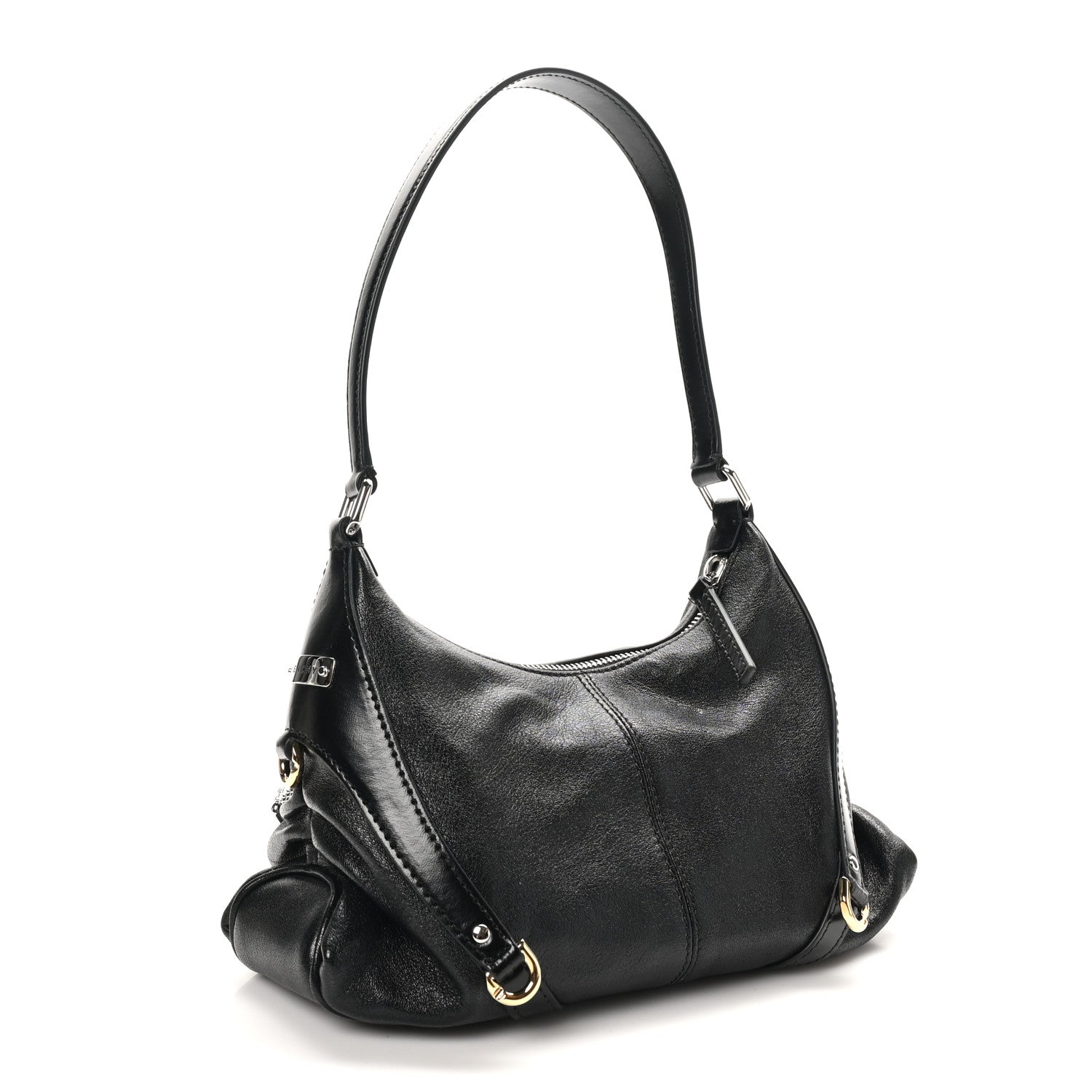 Givenchy Shiny Calfskin Small Harness Voyou Shoulder Bag Black 3 of 10