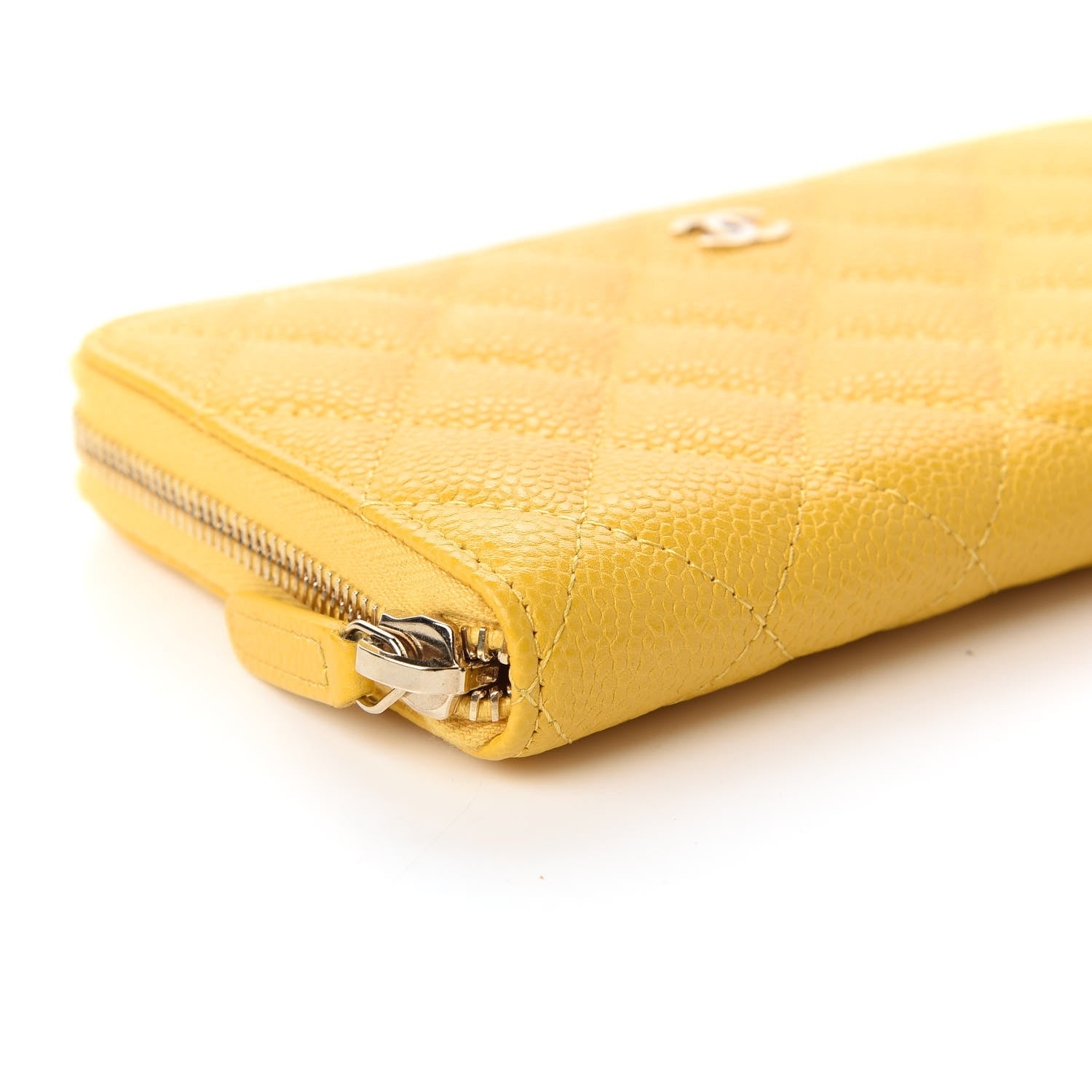 Chanel Caviar Quilted Large Gusset Zip Around Wallet Yellow 6 of 12
