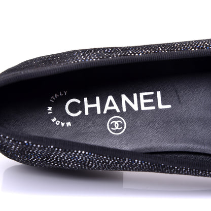 Chanel Fantasy Goatskin Patent Calfskin CC Cap Toe Ballerina Flats 36.5 Black Blue 8 of 11