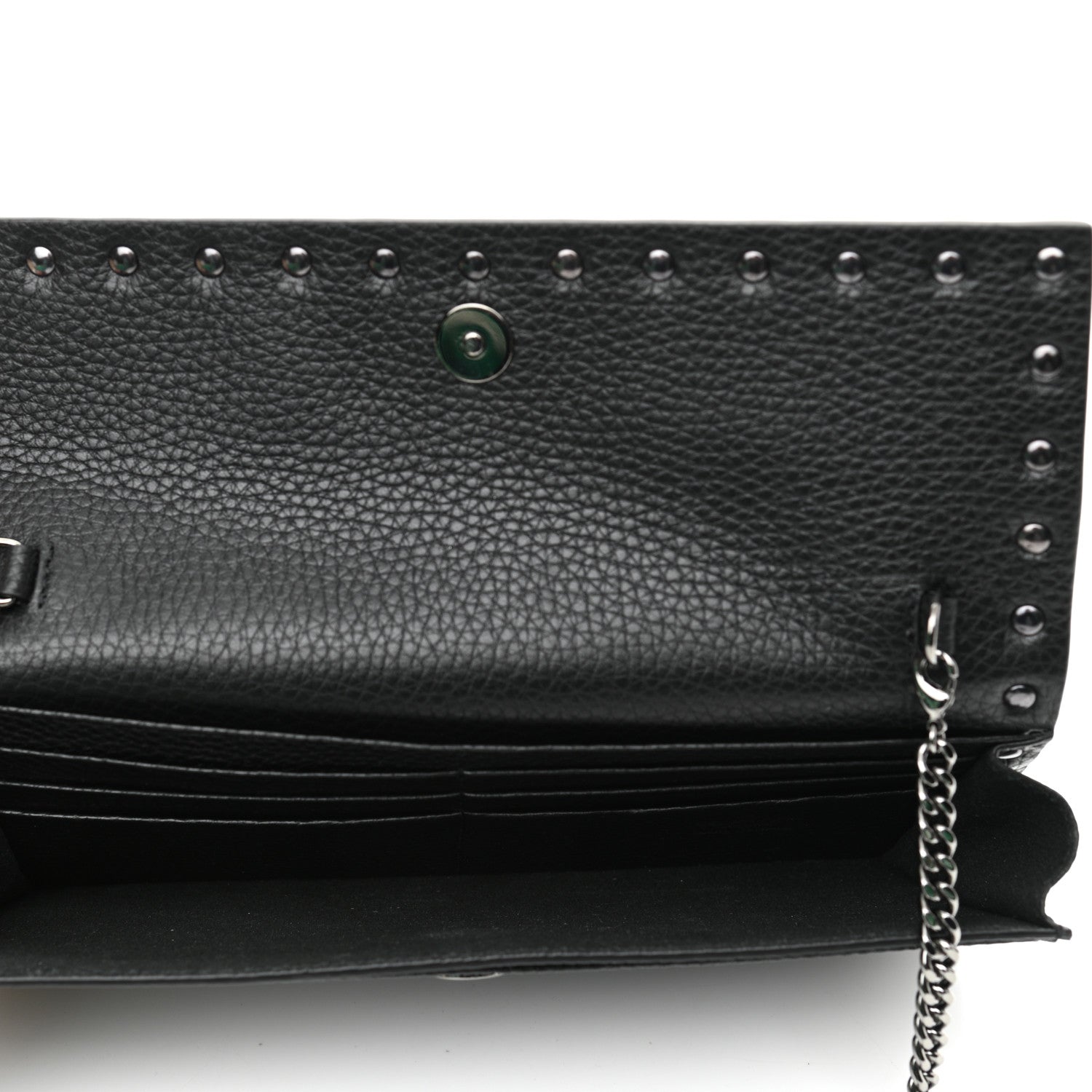 Valentino Garavani Grained Calfskin Rockstud Flap Wallet On Chain Black 4 of 8