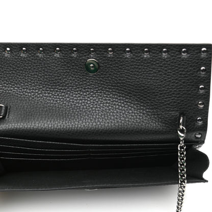 Valentino Garavani Grained Calfskin Rockstud Flap Wallet On Chain Black 4 of 8