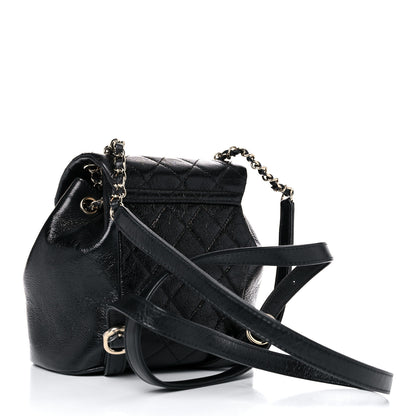 Chanel Glazed Aged Calfskin Quilted Small Duma Drawstring Backpack Black 3 of 12