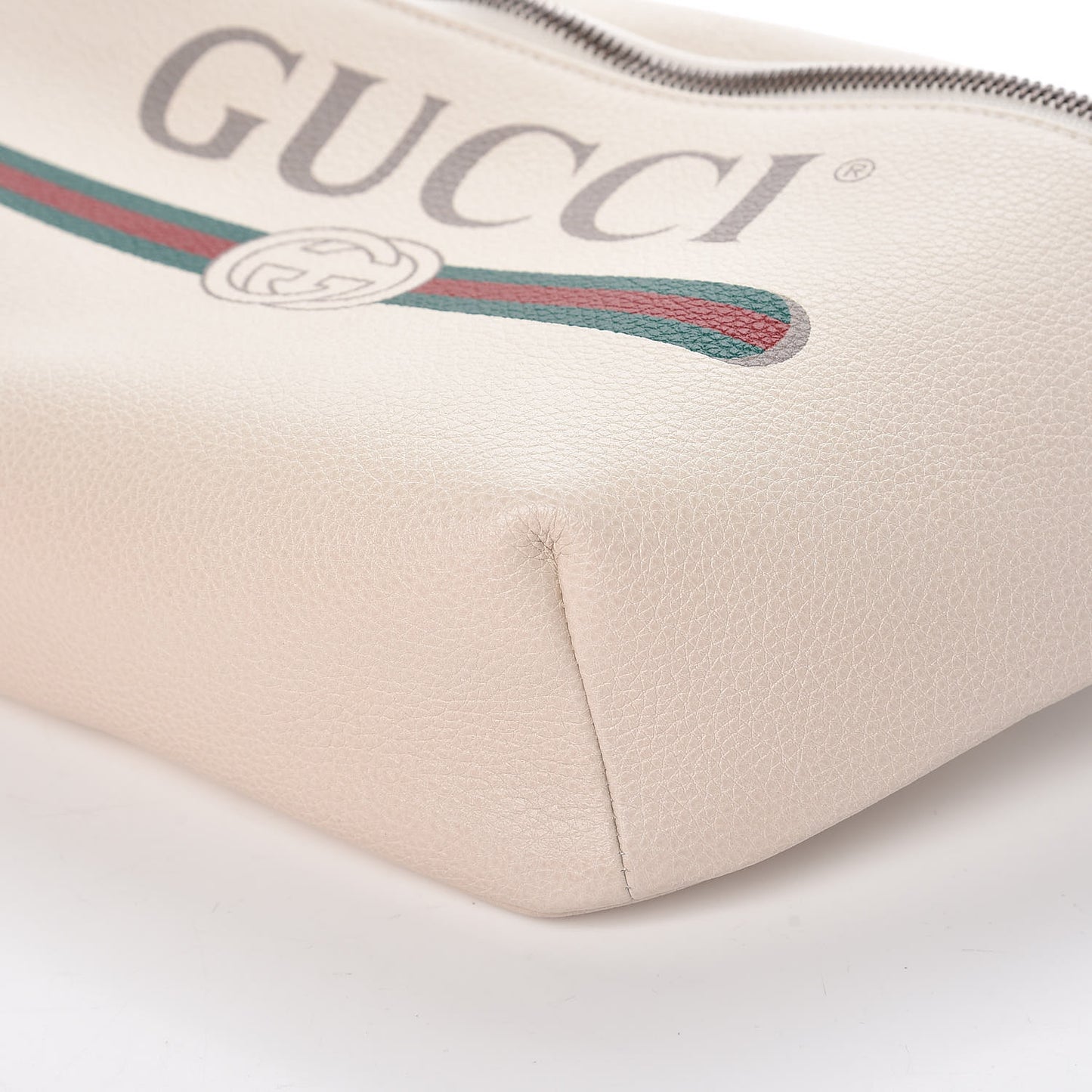 Grained Calfskin Logo Belt Bag White