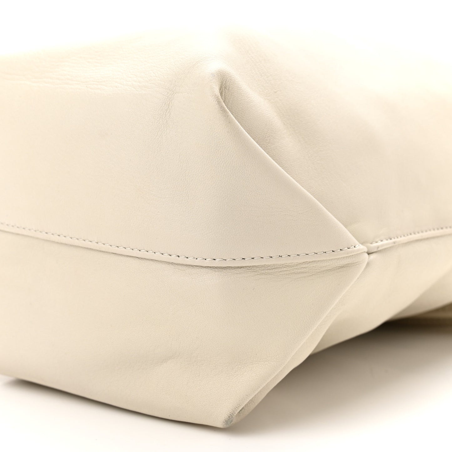 Lambskin Small Teddy Bucket Bag White