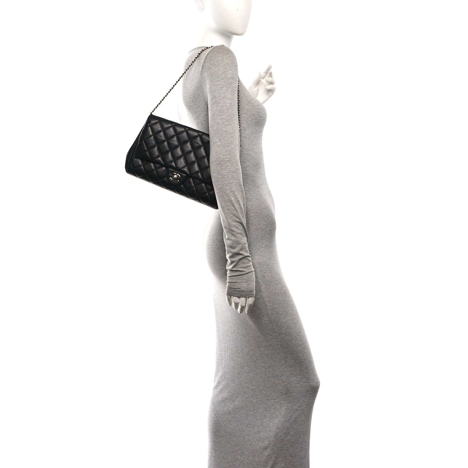 Chanel Caviar Quilted Clutch With Chain Flap Black 2 of 10