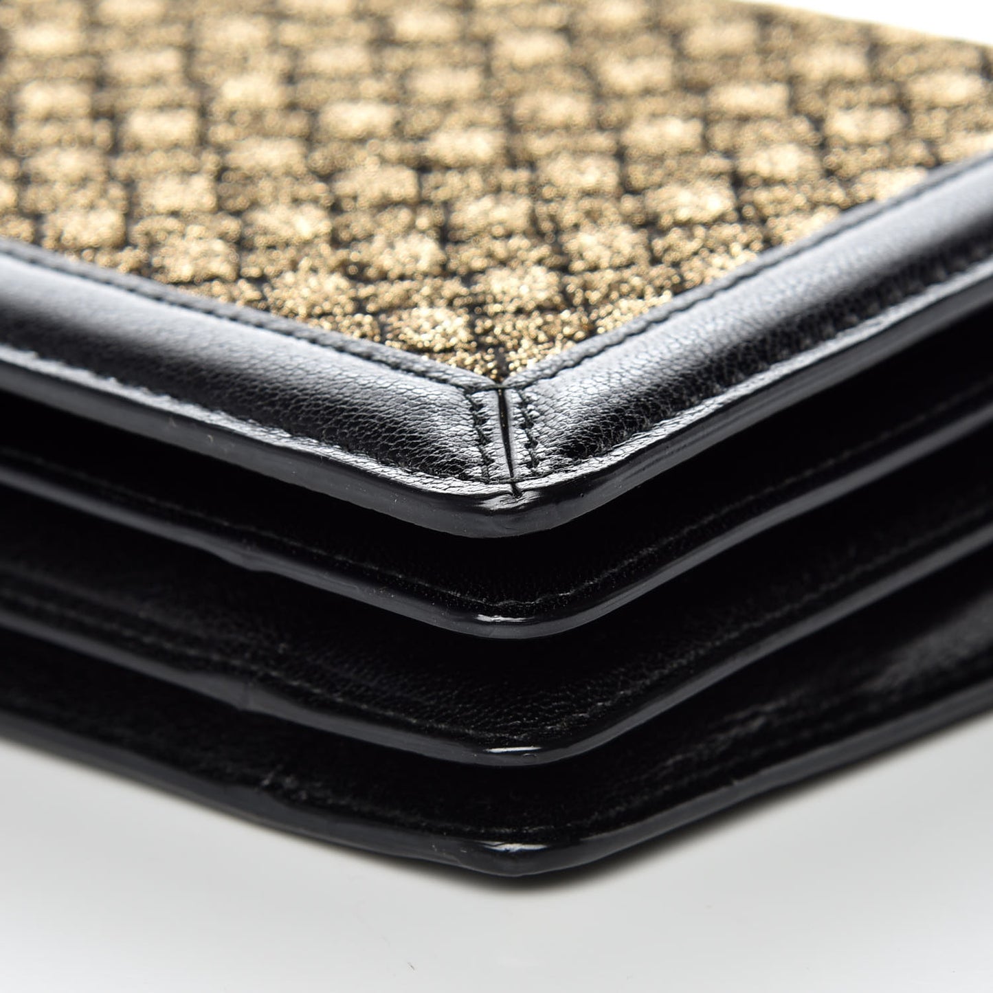 Goatskin Knit Intrecciato Mini Montebello Crossbody Bag Black Gold