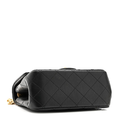Chanel Lambskin Quilted Mini Sweet Camellia Flap Black 4 of 10