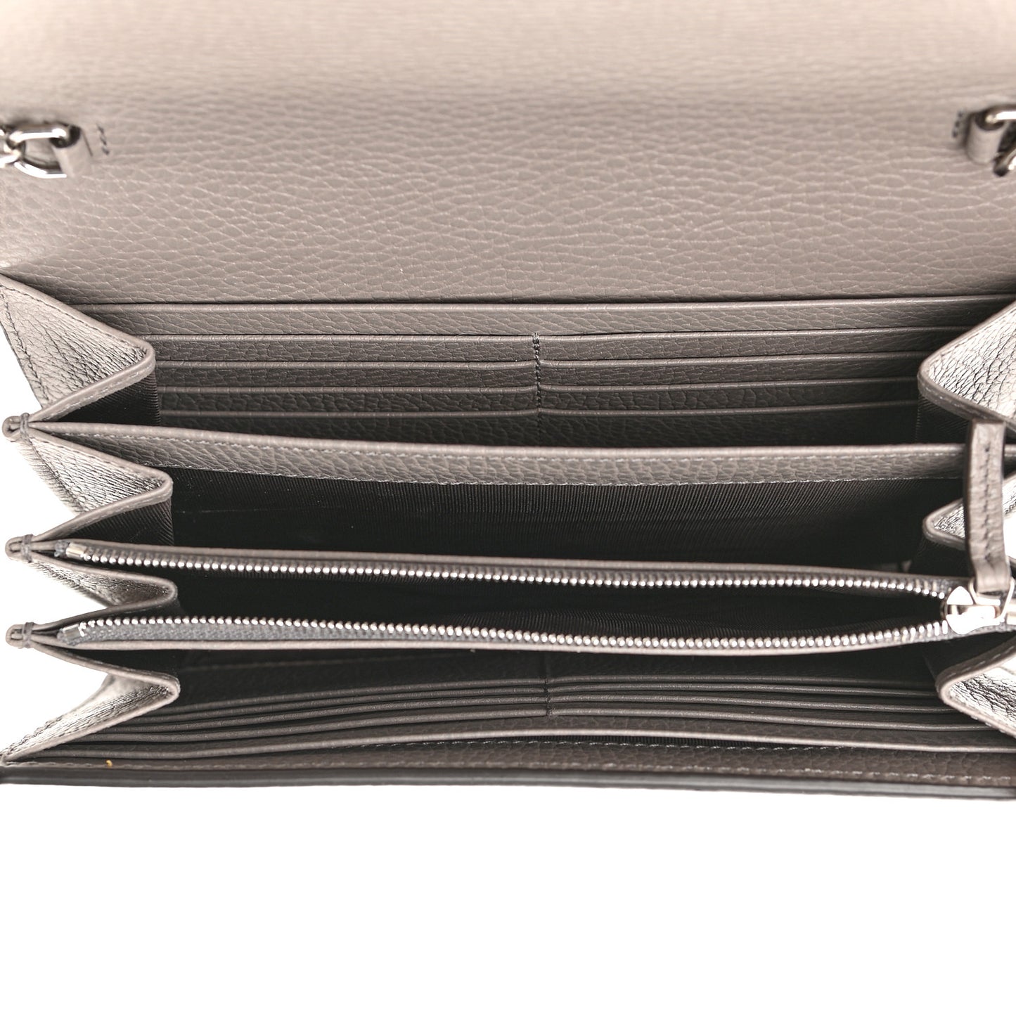 Dollar Calfskin Crystal Mini Dionysus Chain Wallet Dusty Grey Black Diamond