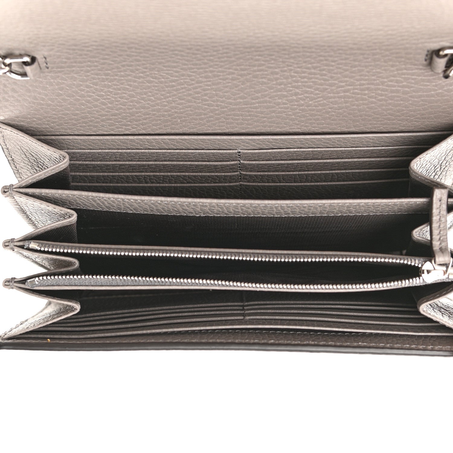 Gucci Dollar Calfskin Crystal Mini Dionysus Chain Wallet Dusty Grey Black Diamond 5 of 9