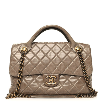 Chanel Glazed Calfskin Castle Rock Medium Flap Dark Beige 1 of 13