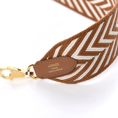 Hermes Toile Swift 50mm Sangle ZigZag Shoulder Strap Gold White 5 of 6
