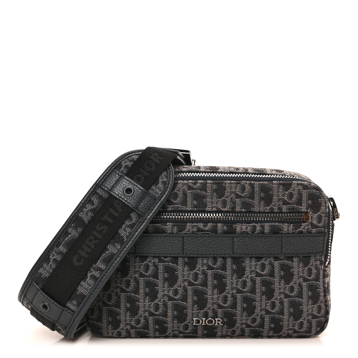 Christian Dior HOMME Oblique Jacquard Safari Messenger Navy Blue 1 of 8