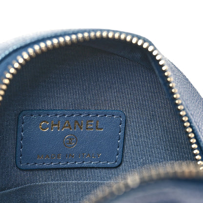 Chanel Iridescent Caviar Quilted Round Clutch With Chain Blue 6 of 10
