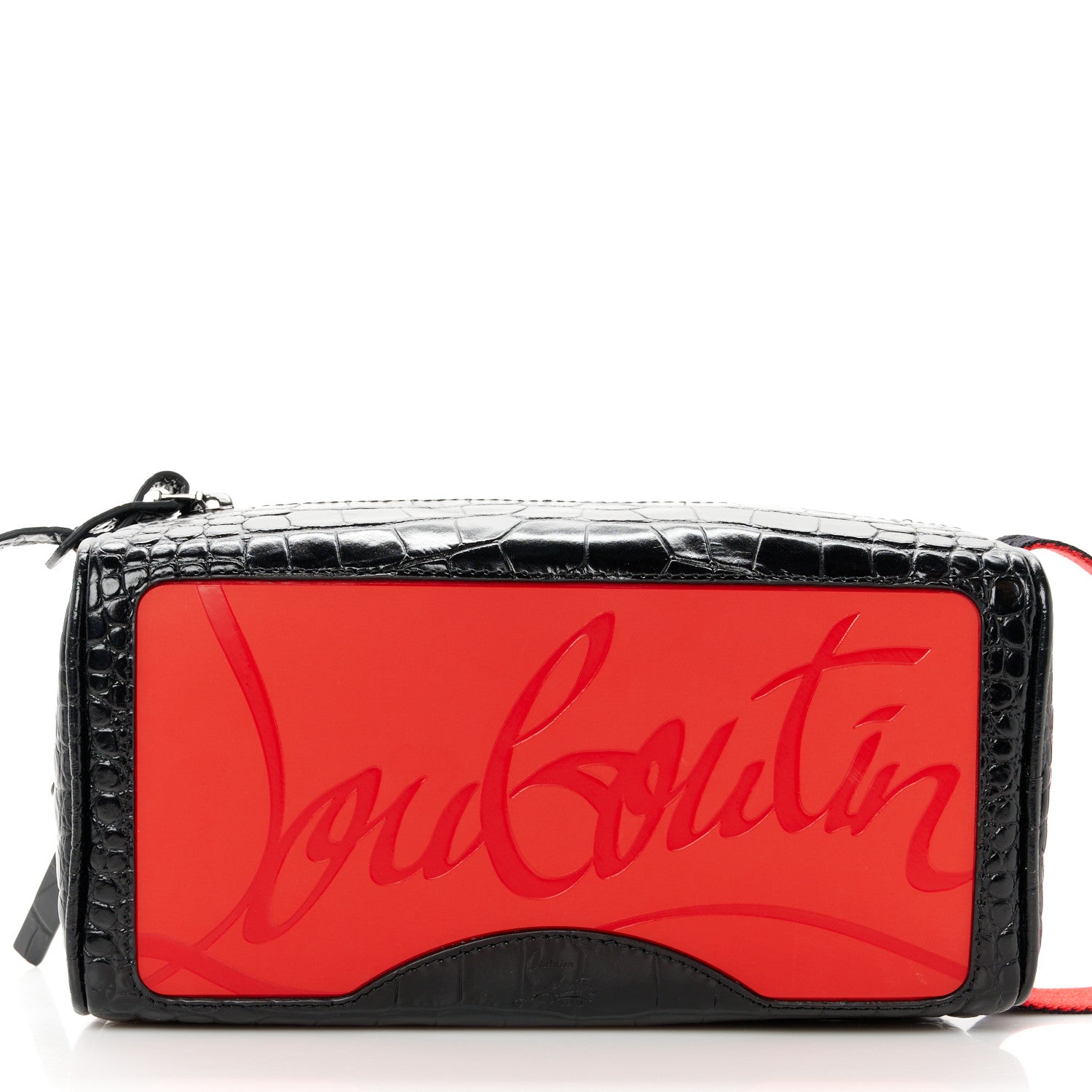 Christian Louboutin Calfskin Crocodile Embossed Blaster Pouch Black 9 of 10