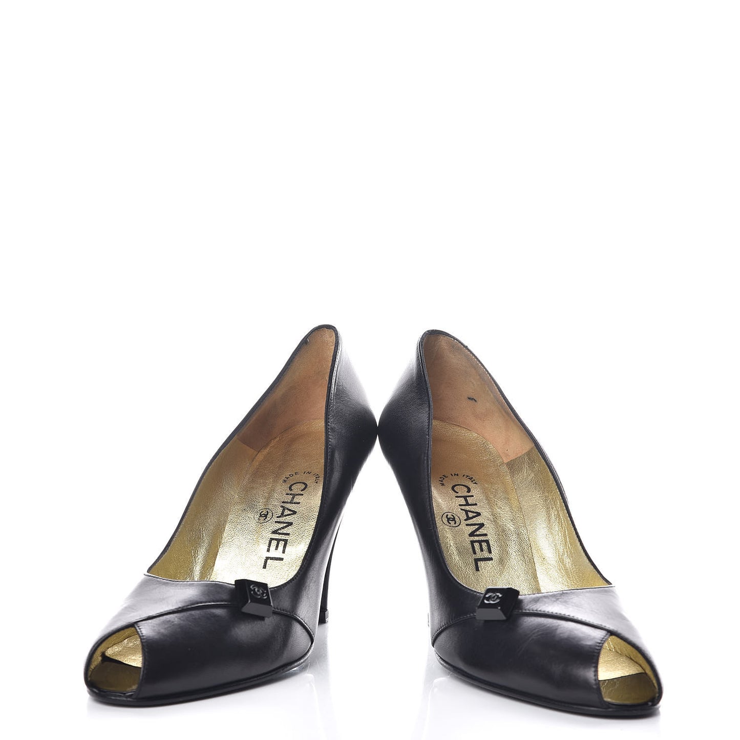 Lambskin CC Peep Toe Pumps 39 Black