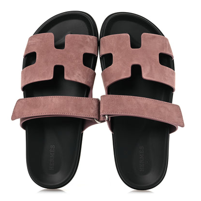 Hermes Suede Goatskin Womens Chypre Sandals 38 Rose Antique 2 of 11
