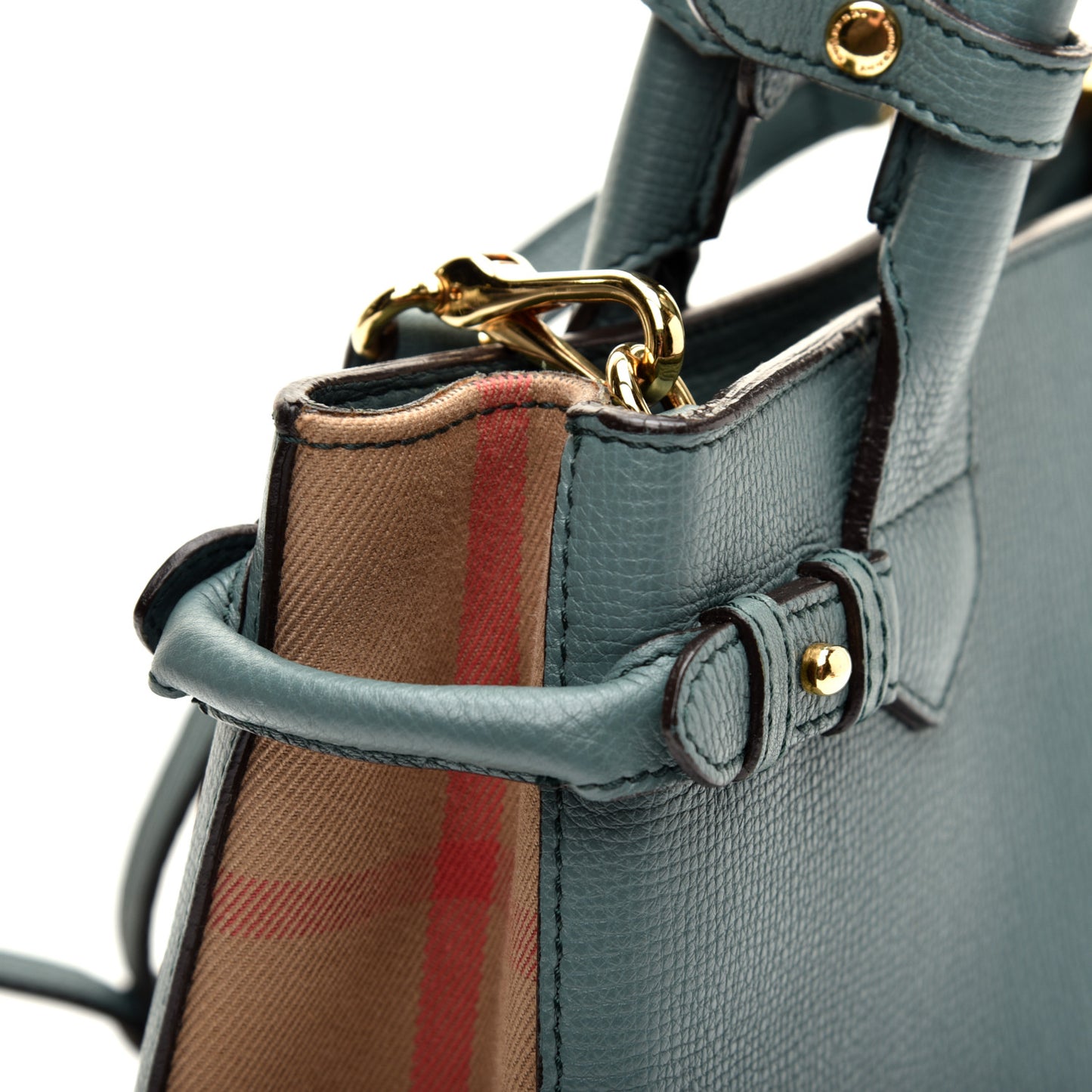 Grainy Calfskin House Check Small Banner Tote Smokey Green