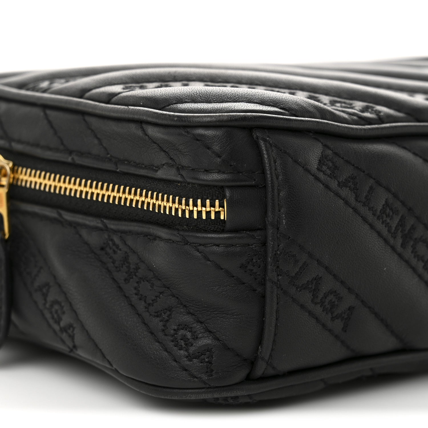 Balenciaga Calfskin Logo Matelasse Chain Strap Blanket Reporter XS Black 10 of 12