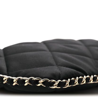 Chanel Satin Quilted Chain Around Medium Cosmetic Case Black 10 of 12