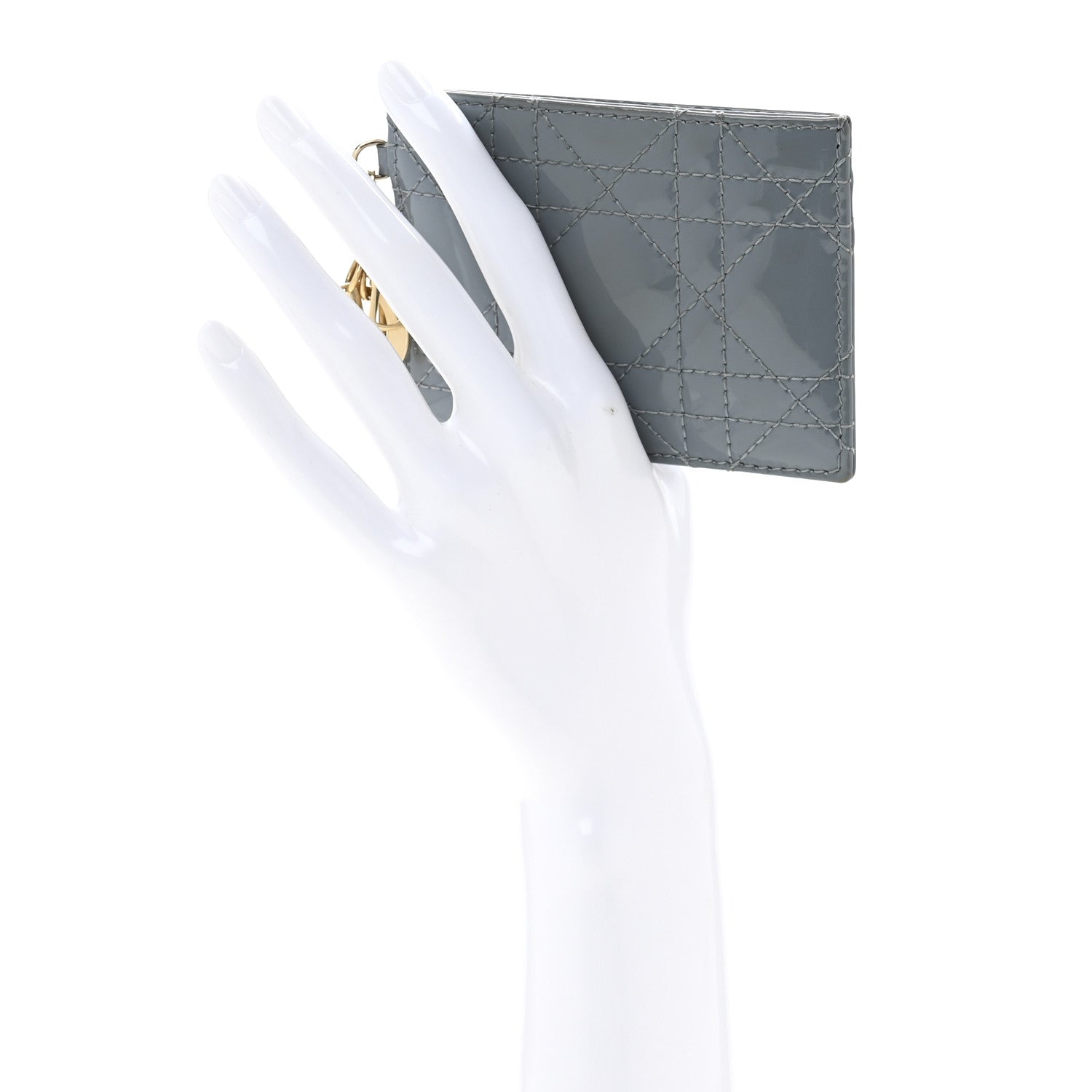 Christian Dior Patent Cannage Lady Dior Card Holder Cloudy Blue 2 of 9