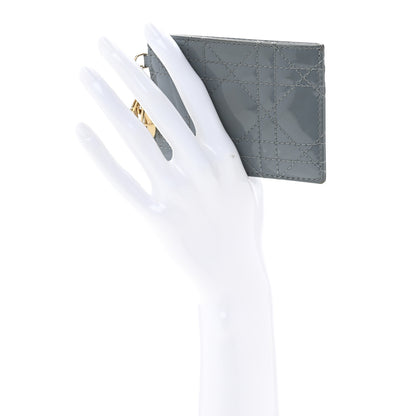 Christian Dior Patent Cannage Lady Dior Card Holder Cloudy Blue 2 of 9