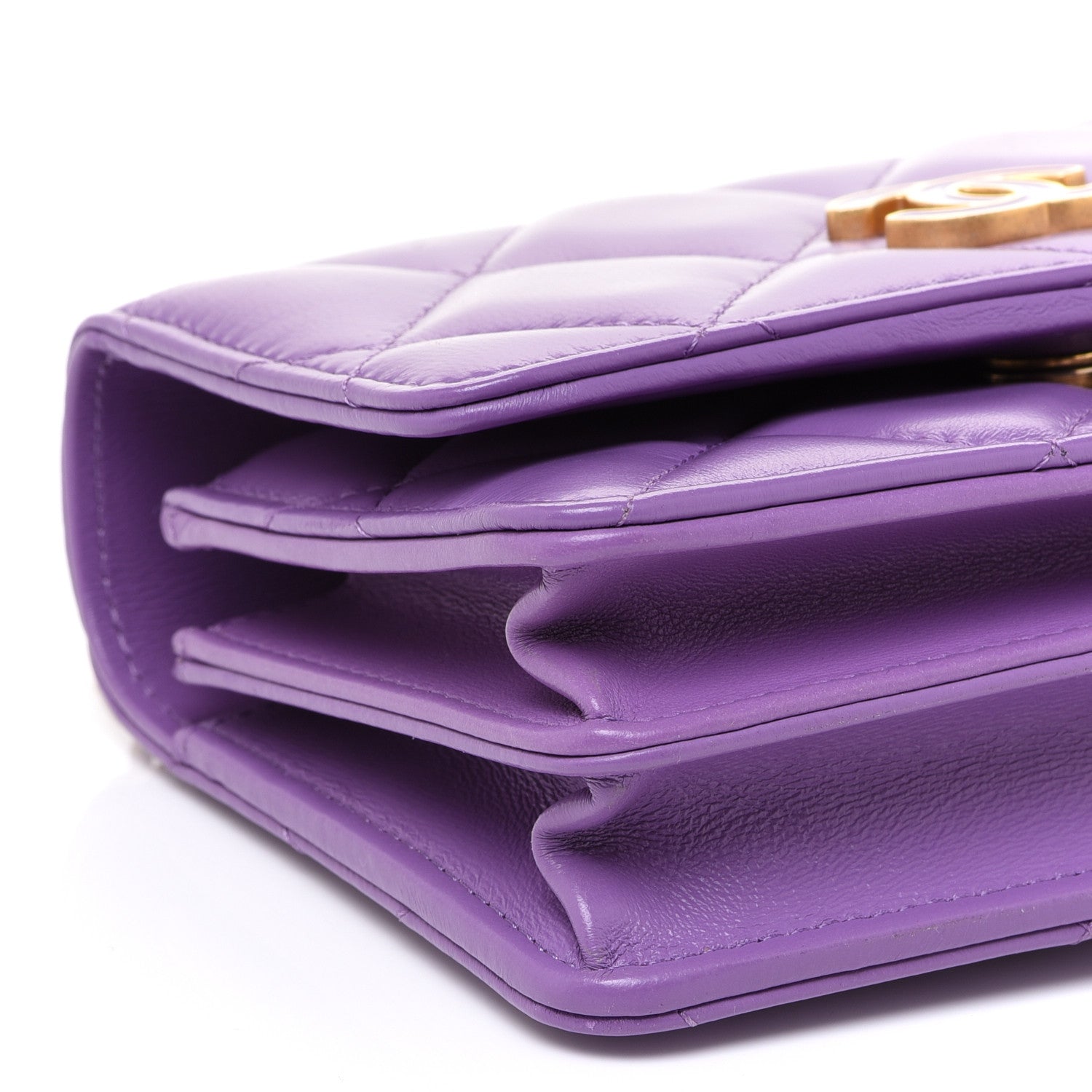 Chanel Lambskin Enamel Quilted Pending CC Clutch With Chain Purple 8 of 9