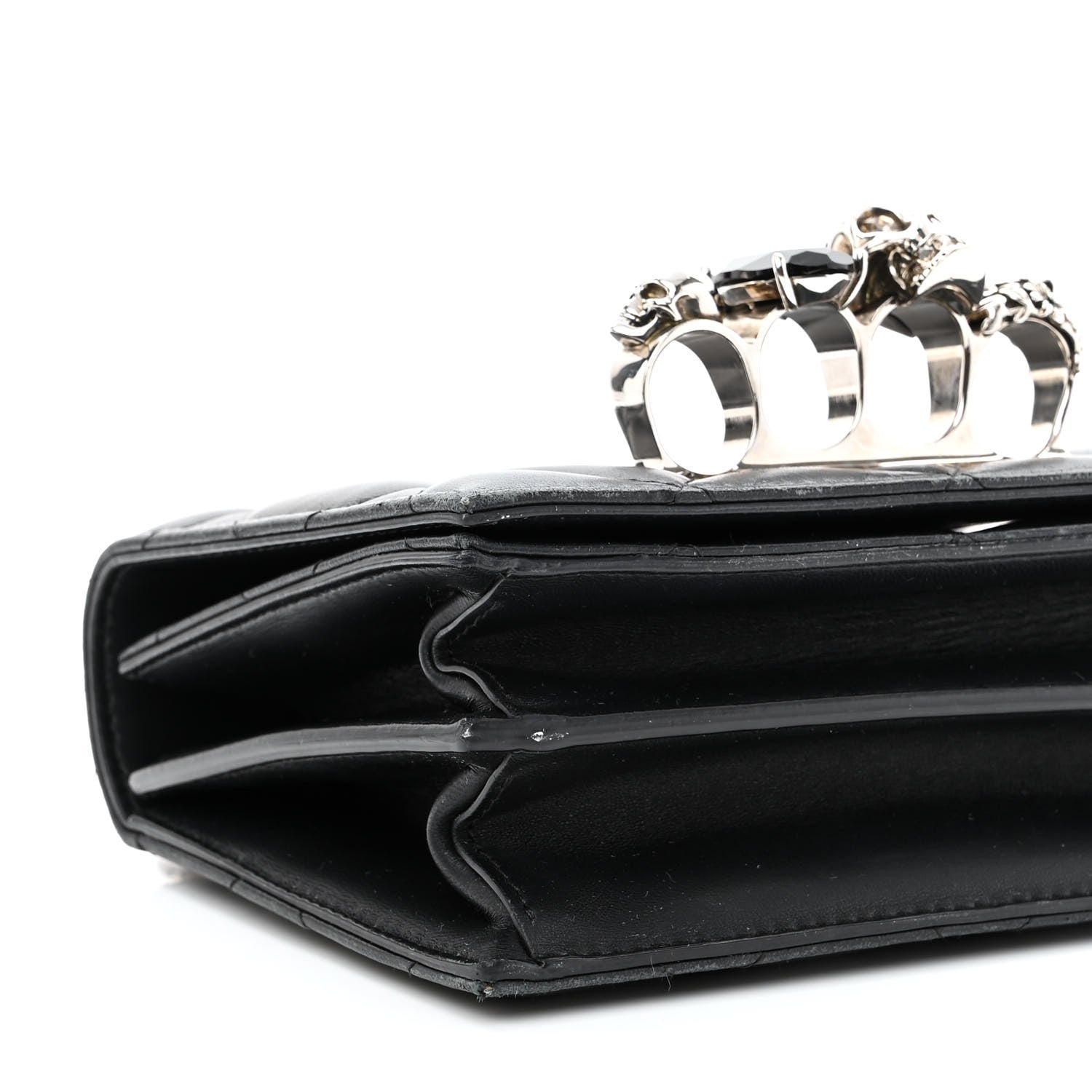 Alexander McQueen Lambskin Quilted Knuckle Shoulder Bag Black 8 of 9